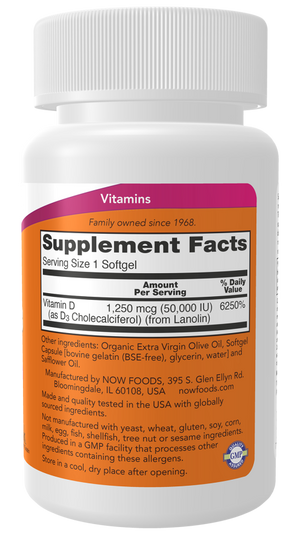 Now Vitamin D3 50,000 IU Softgels