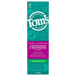 Tom's of Maine Antiplaque Plus Whitening Gel, Spearmint 4.7 oz