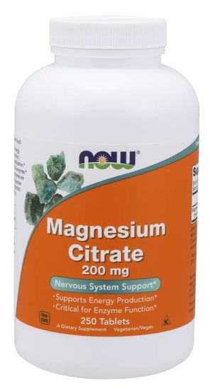 NOW Foods Magnesium Citrate, 200 mg, 250 Tablets