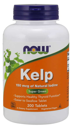 NOW Supplements, Kelp 150 mcg of Natural Iodine, Easier to Swallow Tablet, Super Green, 200 Tablets