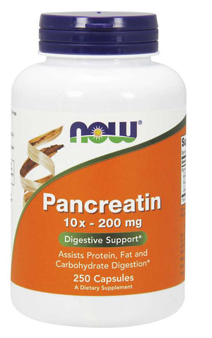 NOW Supplements, Pancreatin 2000 with naturally occurring Protease (Protein Digesting), Amylase (Carbohydrate Digesting), and Lipase (Fat Digesting) Enzymes, 250 Capsules