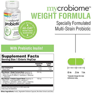 Solaray Mycrobiome™ Probiotic Weight Formula, 50 billion, 30 Enteric VegCaps