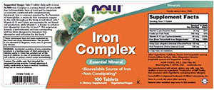 NOW Iron Complex, 100 Tablets