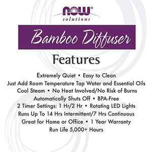 NOW Solutions Real Bamboo Ultrasonic Oil Diffuser, 1 Diffuser