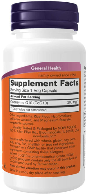 NOW Foods CoQ10, 200 mg, 60 VegCaps