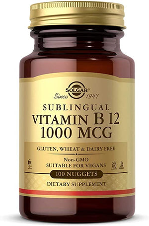 Solgar Vitamin B12 1000 mcg, 100 Nuggets - Energy Production, Red Blood Cells - Healthy Nervous System - Promotes Cardiovascular Health - Vitamin B - Non-GMO, Gluten Free, Kosher - 100 Servings