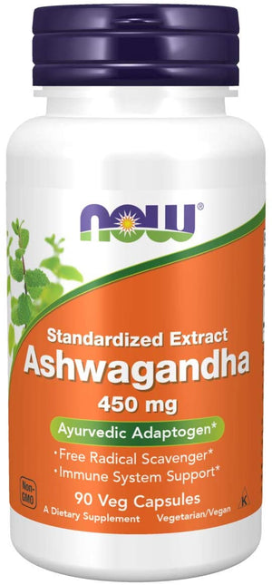 NOW Foods Supplements, Ashwagandha (Withania somnifera) 450 Mg (Standardized Extract), 90 Veg Capsules