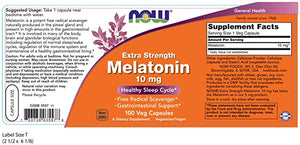 NOW Foods Melatonin, 10 mg, 100 Vegetarian Capsules