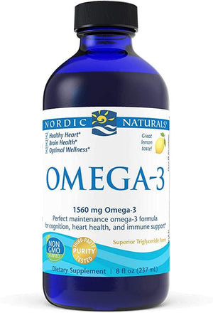 Nordic Naturals Omega-3, Lemon Flavor - 1560 mg Omega-3 EPA & DHA - Immune Support, Brain & Heart Health, Optimal Wellness - Non-GMO - Discount Nutrition Store