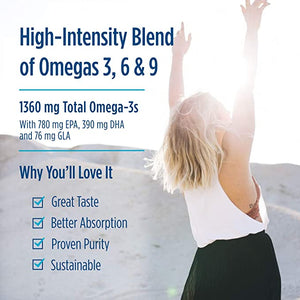 Nordic Naturals Complete Omega Xtra, Lemon - 60 Soft Gels - 1360 mg Omega-3 + 76 mg GLA - Healthy Skin - Cognition - Non-GMO - 30 Servings