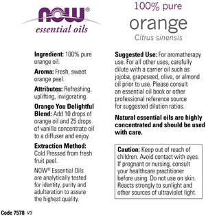 NOW Foods Essential Oils Orange, 4 fl oz