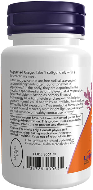 NOW Foods Lutein & Zeaxanthin, 60 Softgels