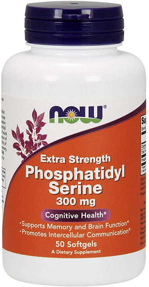 NOW Supplements, Phosphatidyl Serine 300 mg, Extra Strength, with Phospholipid compound derived from Soy Lecithin, 50 Softgels