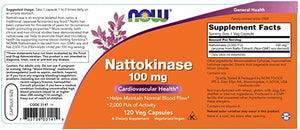 NOW Supplements, Nattokinase 100 mg (from Non-GMO Soy) with 2,000 FUs of Activity, 60 Veg Capsules