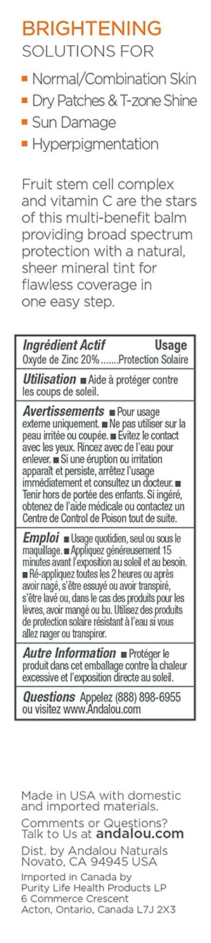 Andalou Naturals Brightening Vitamin C Beauty Balm Sheer Tint SPF 30, 2 fl oz