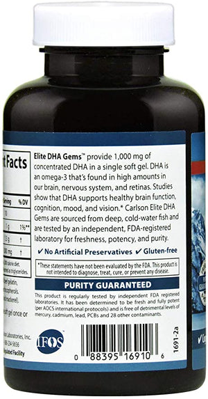 Carlson Elite DHA Gems®, 1000 mg, 60 Softgels