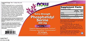 NOW Supplements, Phosphatidyl Serine 300 mg, Extra Strength, with Phospholipid compound derived from Soy Lecithin, 50 Softgels