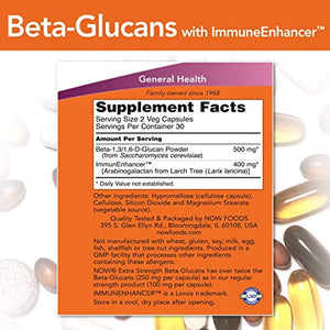 NOW Foods Beta-Glucans with ImmunEnhancer™, 250 mg, 60 Vegetable Capsules