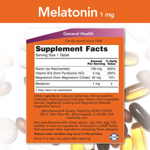 NOW Melatonin, 1 mg, 100 Tablets