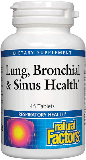 Natural Factors Lung, Bronchial & Sinus Health, Natural Supplement for Respiratory Health and Easy Breathing, 45 tablets (45 servings)