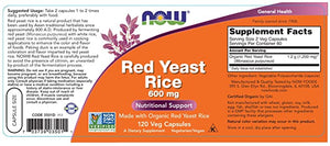 NOW Foods Red Yeast Rice, 600 mg, 120 Veg Capsules