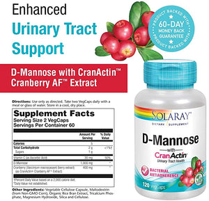 Solaray D-Mannose with CranActin®, 120 VegCaps