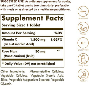 Solgar Vitamin C with Rose Hips, 1500 mg, 180 Tablets