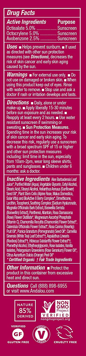 Andalou Naturals 1000 Roses™ Daily Shade Facial Lotion SPF 18, 2.7 fl oz