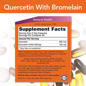 NOW Quercetin with Bromelain, 120 Veg Capsules