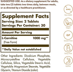 Solgar L-Carnitine, 500 mg, 60 Tablets