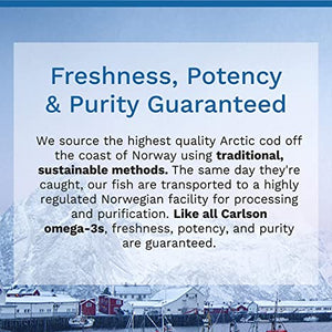 Carlson Norwegian Cod Liver Oil Gems Natural Lemon, 460 mg, 300 Softgels