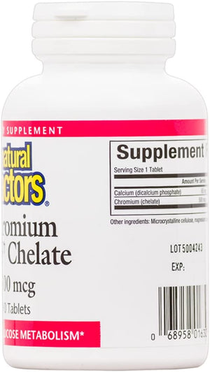 Natural Factors Chromium GTF Chelate, 500 mcg, 90 Tablets