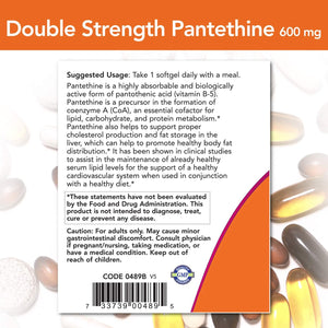 NOW Foods Pantethine Double Strength, 600 mg, 60 Softgels