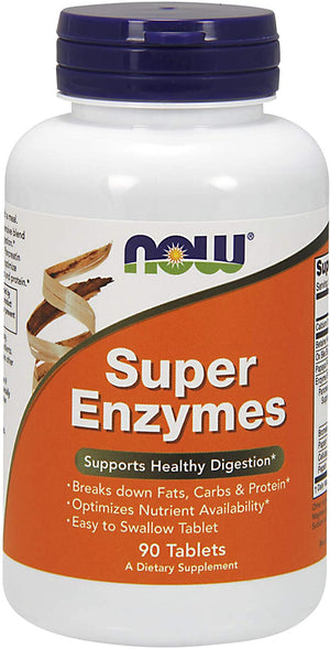 NOW Supplements, Super Enzymes, Formulated with Bromelain, Ox Bile, Pancreatin and Papain, Super Enzymes, 90 Tablets