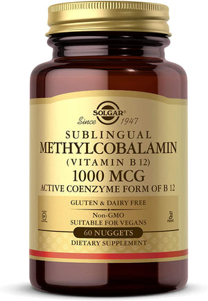 Solgar Methylcobalamin ( Vitamin B12 ) 1000 mcg , 60 Nuggets Supports Energy Metabolism - Active Form of Vitamin B12 - Non-GMO , Vegan , Gluten Free , Dairy Free , Kosher - 60 Servings
