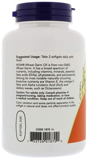 NOW Foods Wheat Germ Oil, 1130 mg, 100 Softgels