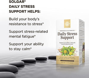 Solgar Daily Stress Support, 60 Vegetable Capsules – Build Resistance to Stress & Mental Fatigue – Support Ability to Stay Calm – Contains Clinically-Studied Rhodiola & B-Complex, Non-GMO, 60 servings