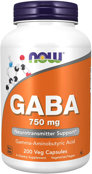 NOW Foods GABA, 750 mg, 200 Veg Capsules