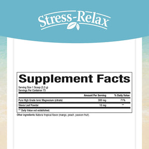 Stress-Relax Magnesium Citrate Drink Mix by Natural Factors, Restores Normal Levels of Magnesium & Balances Calcium Intake, Non-GMO, Tropical Flavor, 8...