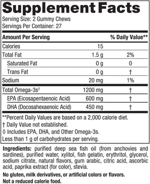 Nordic Naturals Zero Sugar Ultimate Omega Gummy Chews, Tropical Fruit - 54 Gummy Chews - Support for a Healthy Heart, Brain, & Immunity - Non-GMO - Vegetarian - 27 Servings