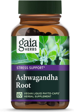 Gaia Herbs Single Herbs Ashwagandha Root, 60 Vegetarian Liquid Phyto-Caps™