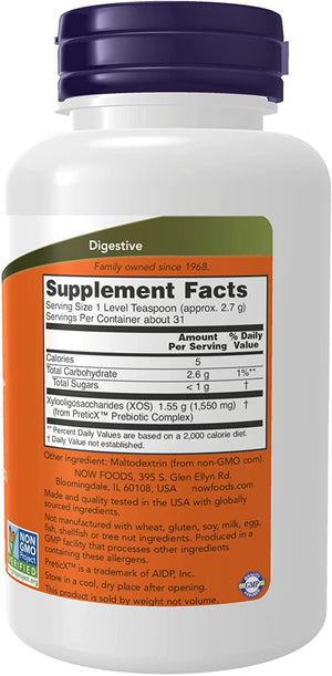 NOW Supplements, Prebiotic Bifido Boost with PreticX™ Xylooligosaccharide (XOS) Prebiotic, Powder, 3-Ounce