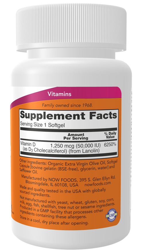 Now Vitamin D3 50,000 IU Softgels