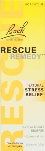 Bach RESCUE REMEDY Dropper 20mL, Natural Stress Relief, Homeopathic Flower Essence, Vegan, Gluten & Sugar-Free, Non-Habit Forming