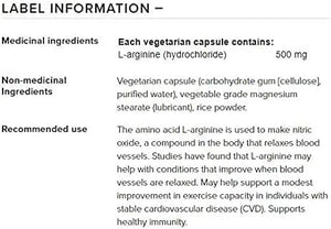 Natural Factors L-Arginine, 500 mg, 90 Vegetarian Capsules
