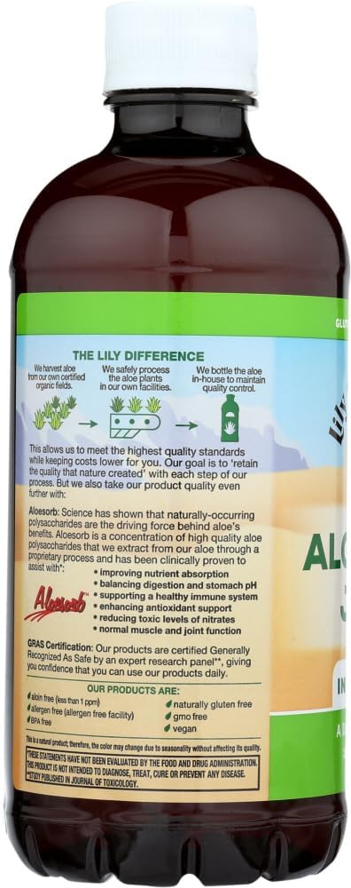 Lily Of The Desert Organic Aloe Vera Juice 2-Pack – Inner Fillet, Natural Gut & Digestive Support, Stomach Relief, 32 Fl Oz Ea