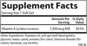 Carlson - Super Beta Carotene, 25000 IU (15 mg), Vitamin A as Beta Carotene, Bioavailable and Bioactive Form, Vision Health, Healthy Skin, 100 Softgels