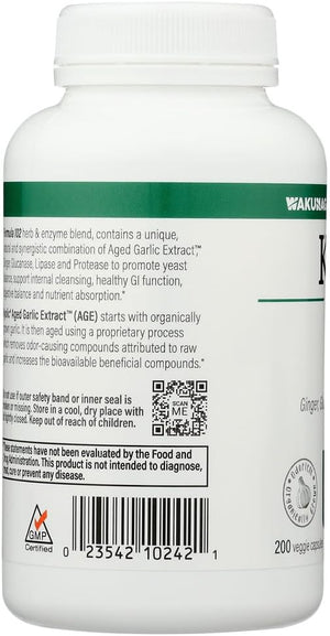Aged Garlic Extract, Cleanse & Digestion, Formula 102, 200 Veggie Capsules, Kyolic