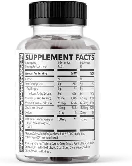LifeSeasons Clinical Immunity - Elderberry Gummies - Supports a Healthy Immune System - 25 Elderberries Per Gummy - Maltodextrin-Free - Vitamin C, Vitamin D3, Zinc &amp; Elderberry Extract - 75 Gummies