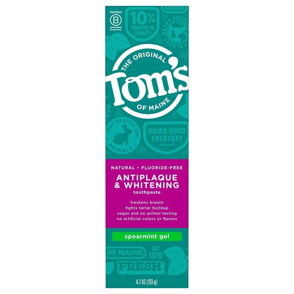 Tom&#39;s of Maine Antiplaque Plus Whitening Gel, Spearmint 4.7 oz